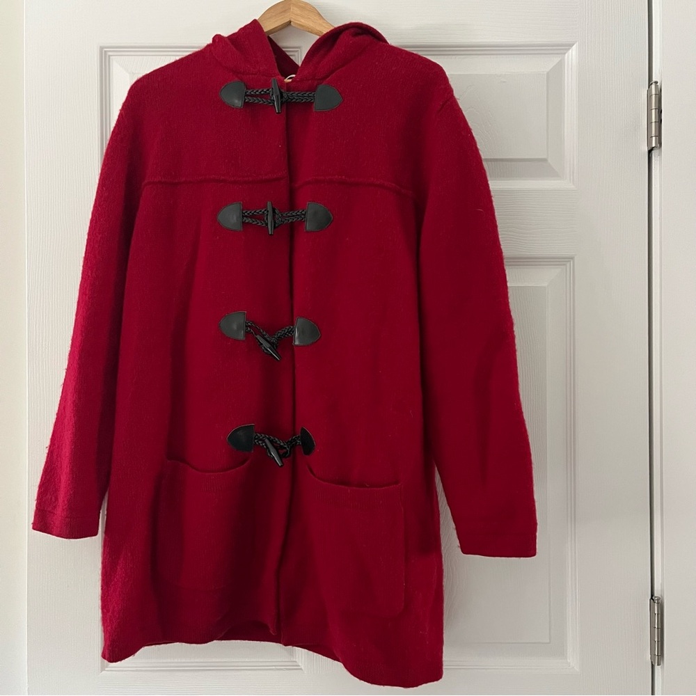 Lord & Taylor vintage 100% wool knit peacoat hood made in Australia Woolmark L
